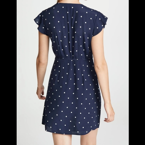 Rails "Brenna" navy polka dot wrap dress sz L - Picture 3 of 5